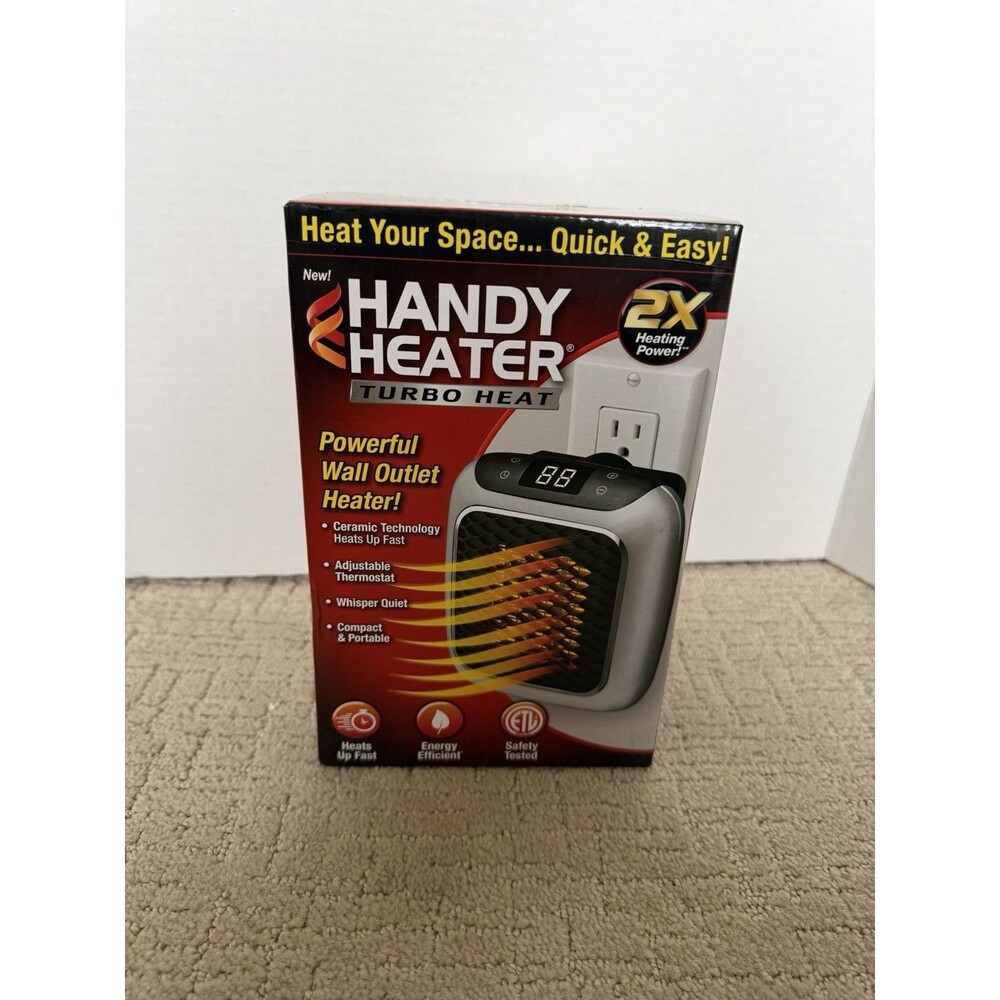 Handy Heater Turbo Heat Plug In Wall Outlet Space Heater 800W Digital Thermostat